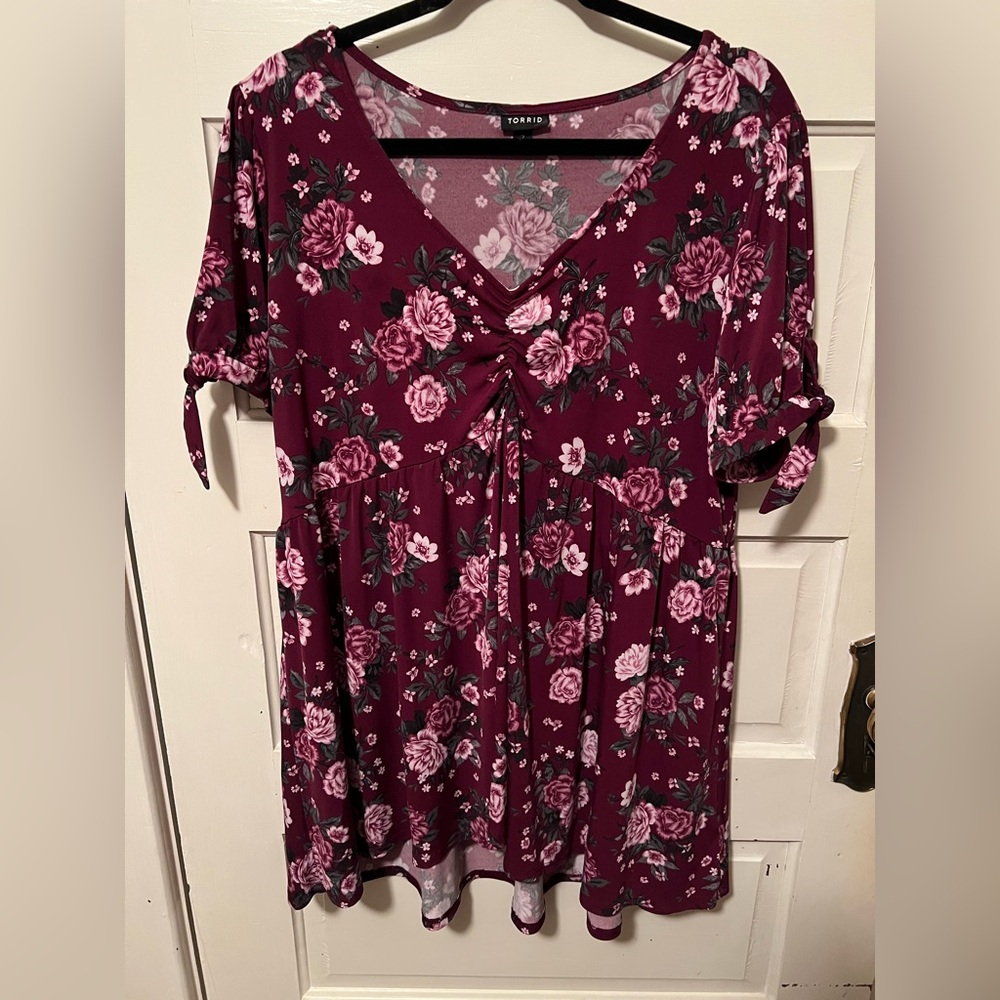 Torrid Burgundy Floral Blouse